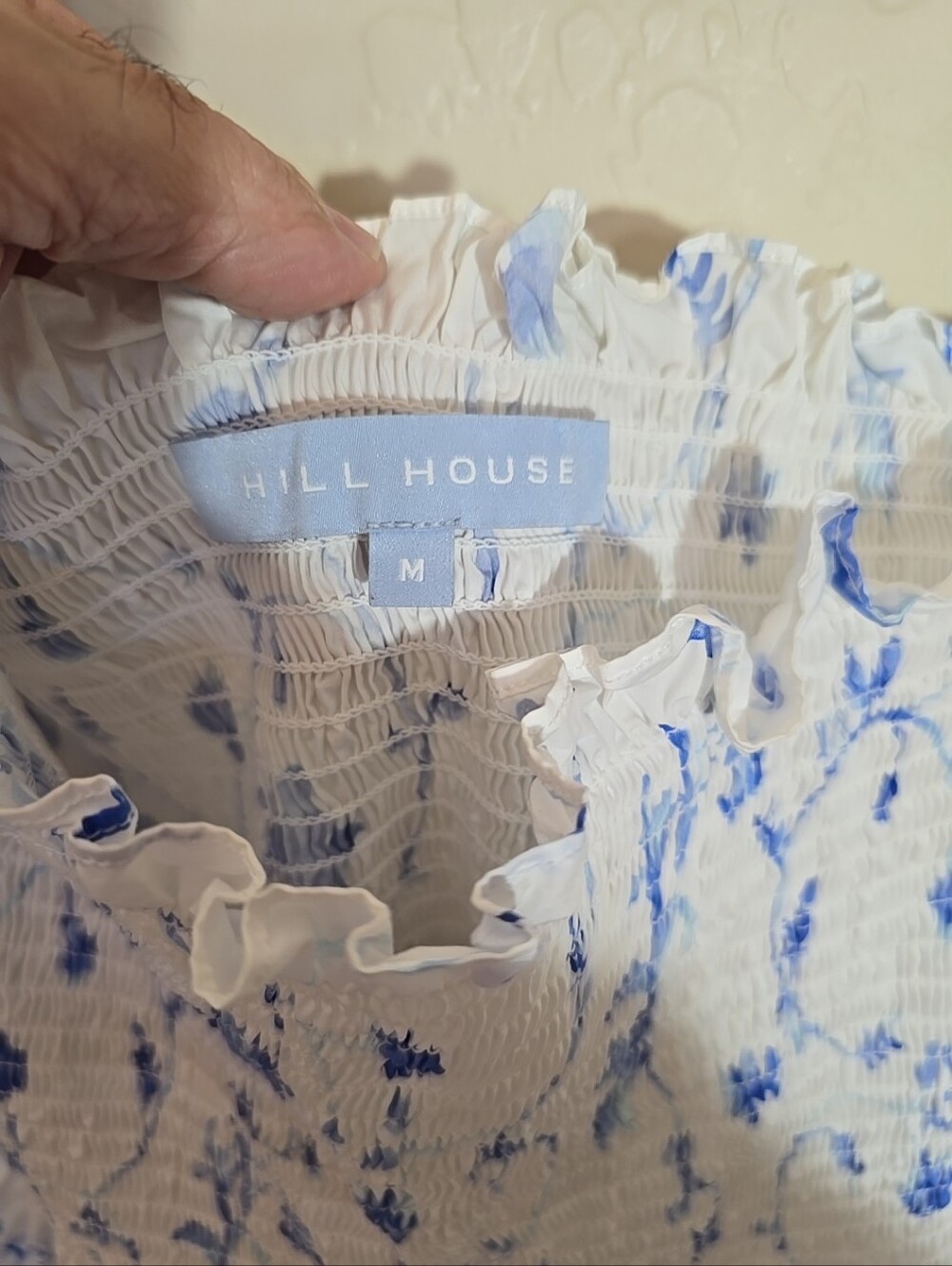 Hill House Home Nesli Nap Blue Floral Smocked Midi Dress Womens Size M - Picture 3 of 9